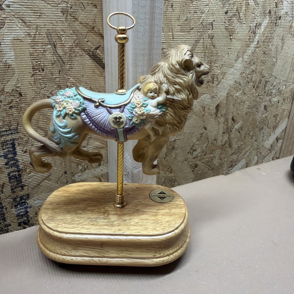 Vtg 1992 Breckenridge Carousel Lion Music Box Plays Carousel Waltz . Works
